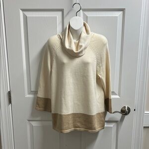 Talbots Cream Gold Cowl Neck Sweater size small S new